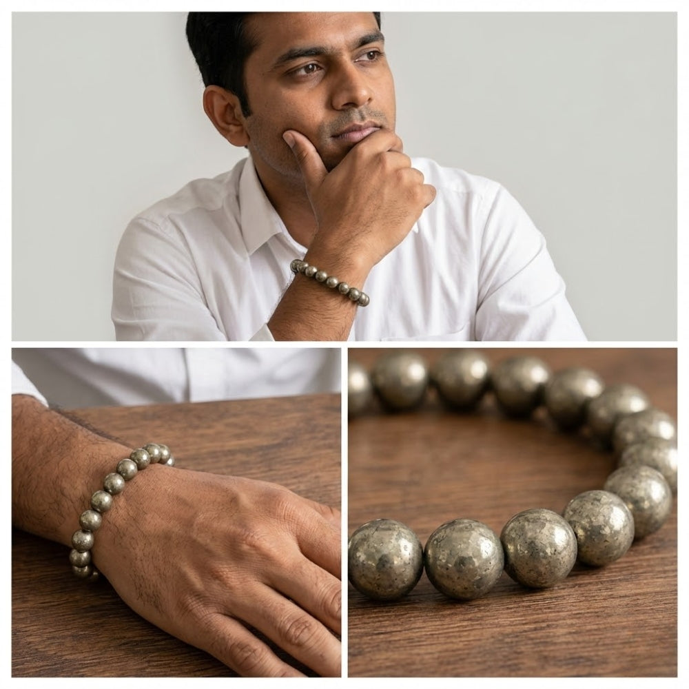 Pyrite Crystal Bracelet for Wealth, Confidence & Motivation
